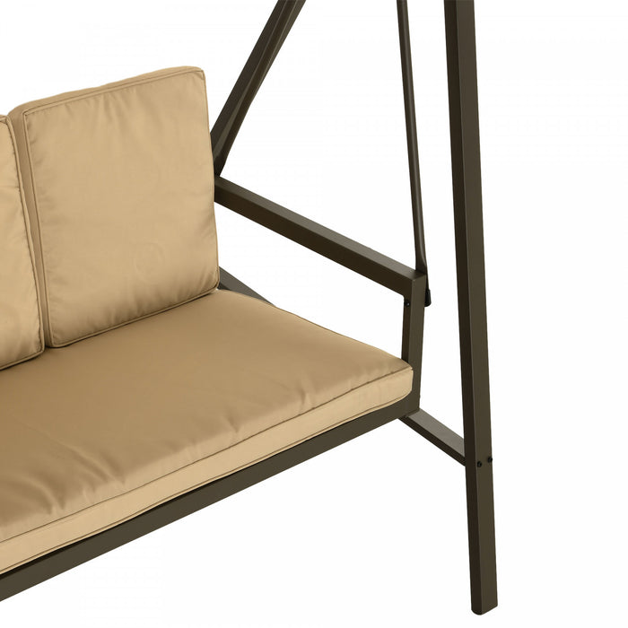 Outsunny Balancelle De Patio 3 Places, Balancoire D'exterieur, Beige