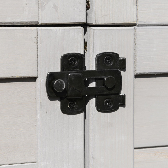 Outsunny Armoire De Rangement En Bois De 36\" X 25\" X 79\", Abri De Jardin A Outils D'exterieur Avec 4 Niveaux, 3 Etageres Avec Poignee, Toit En Etain, Loquet Magnetique, Coussinet De Pied, Gris Clair