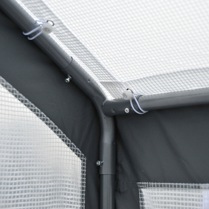 Outsunny 6'x8'x7,4' Serre De Plain-pied Robuste Plantes De Legumes D'exterieur Poussant Au Chaud Maison De Semences Tente De Croissance Des Plantes Abri Polytunnel Blanc