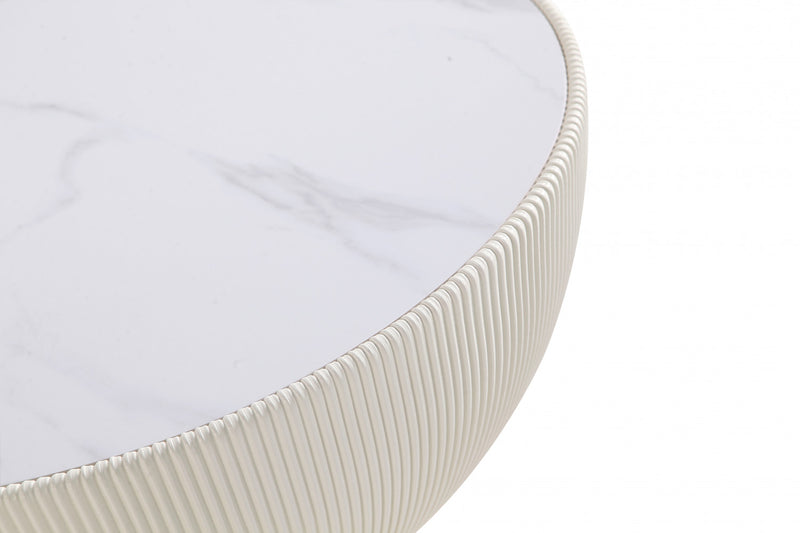 Ensemble de 2 tables Anderson Modern : table basse et table d’appoint en creme et gris