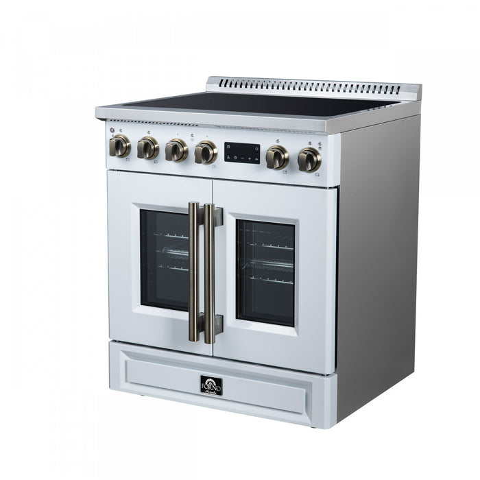 Cuisiniere a induction Torino de 30 po, blanche, avec portes francaises, 4,32 pi³ – FFSIN0950-30WHT