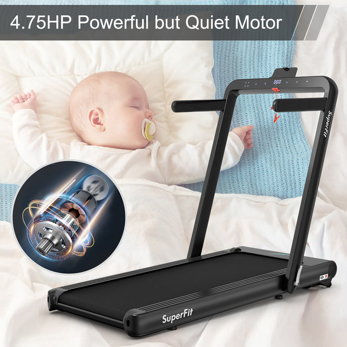 Tapis De Course Pliant 2 En 1 16km/h Superfit – Avec Bluetooth Et Controle Via App