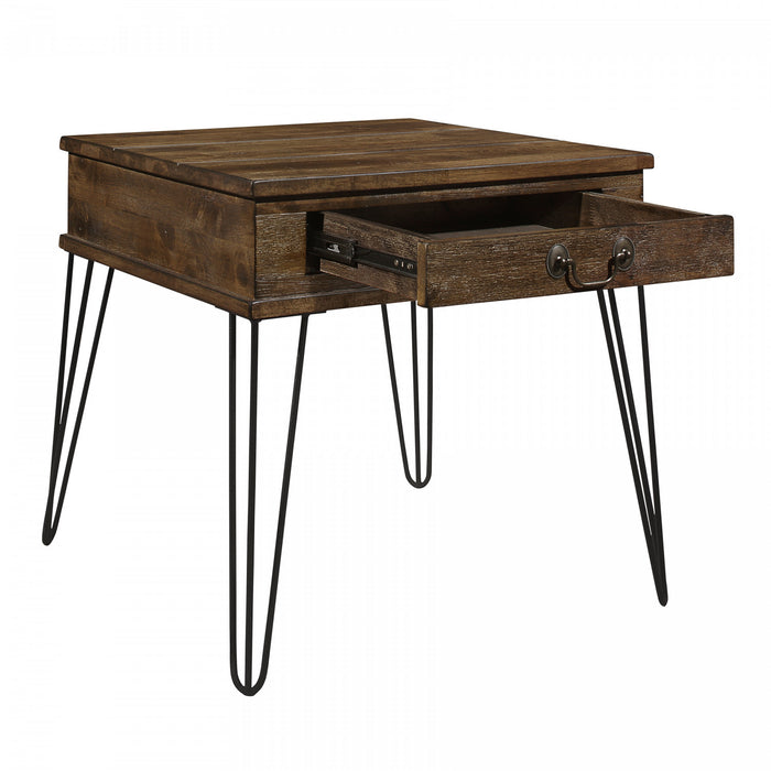 Table de Bout Hughey Avec 1 Tiroir, Chêne Rustique