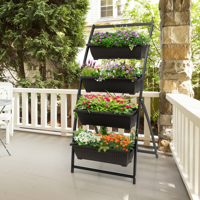 Costway 5 Ft 4-tier Vertical Souleve Lit De Jardin Eleve Planter Boite W / 4 Boites De Conteneur