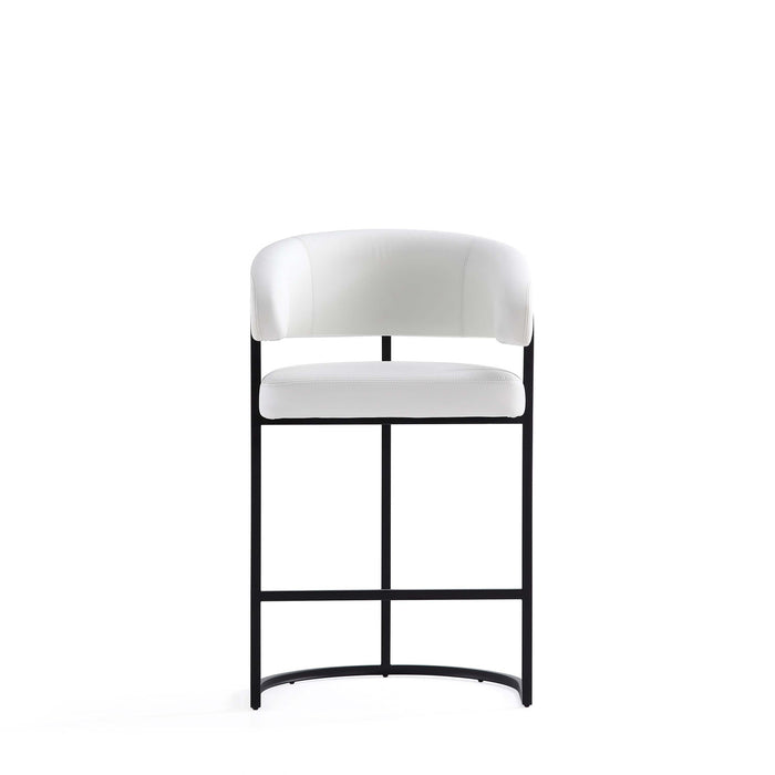 Tabouret de comptoir moderne Augusta en metal et tissu, blanc - Lot de 2
