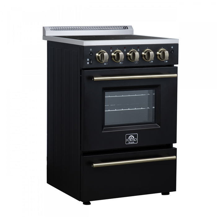 Cuisiniere electrique Loiano de 24 po en noir, 2,3 pi³ avec tiroir de rangement - FFSEL6099-24BLK