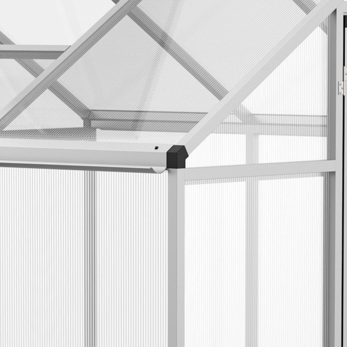 Outsunny 4'x6,2'x6,4' Walk-in Serre De Jardin Panneaux De Polycarbonate Plantes Croissance Des Fleurs Hangar Cadre Froid Exterieur Portable Maison Chaude Aluminium Cadre