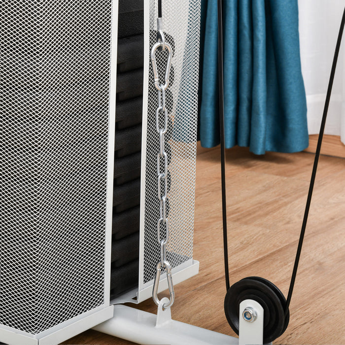 Soozier Equipement De Gym Multifonction Avec Pile De Poids De 100 Lb, Blanc
