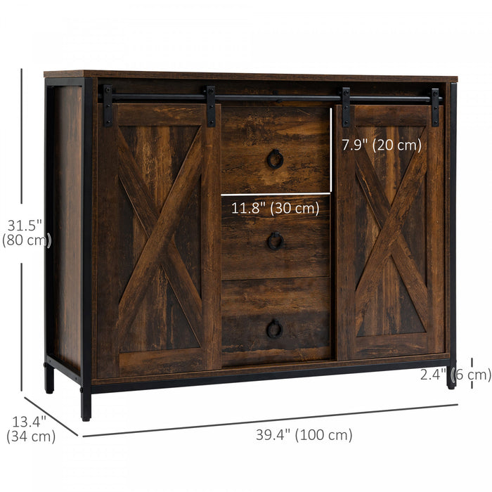 HOMCOM Buffet Industriel Cuisine avec Portes Coulissantes Grange