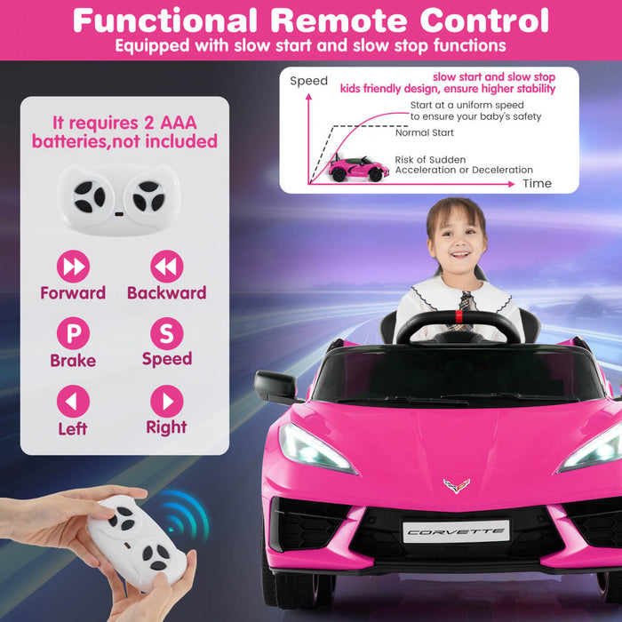 Costway 12v Electrique Enfants Rouler Sur La Voiture Avec Telecommande Sans Fil Connexion Lumieres Rose