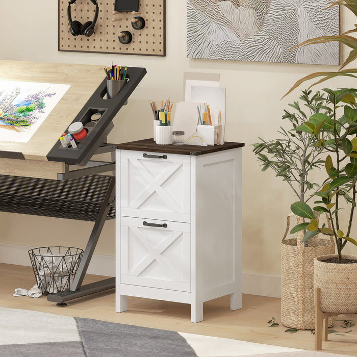 HOMCOM Classeur avec 2 tiroirs, Classeur pour A4 Lettre, Blanc