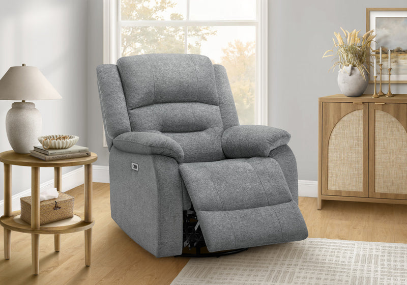 Grand Fauteuil Rembourre Inclinable, Port Usb Inclus, Tissu Bleu, Transitionnel