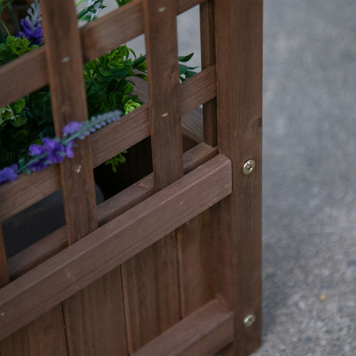 Outsunny Jardiniere Avec Treillis Bac A Fleurs Jardiniere Sur Pied Inserts D'irrigation Inclus Bois Sapin Brun