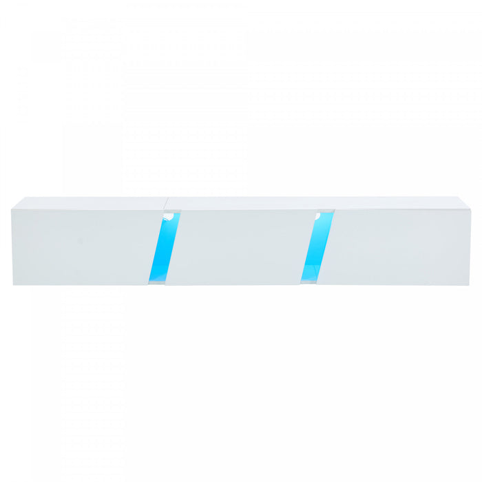 Lumina Meuble TV Mural 64.9 po avec Lumieres LED et Portes Acryliques, Blanc
