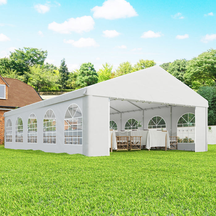 Outsunny Grande Tente de Reception 10x6 m pour Evenements Exterieurs, Blanc