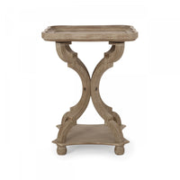  Table D’appoint Carrée Traditionnelle Jason Avec Étagère, Finition Bois Flotté