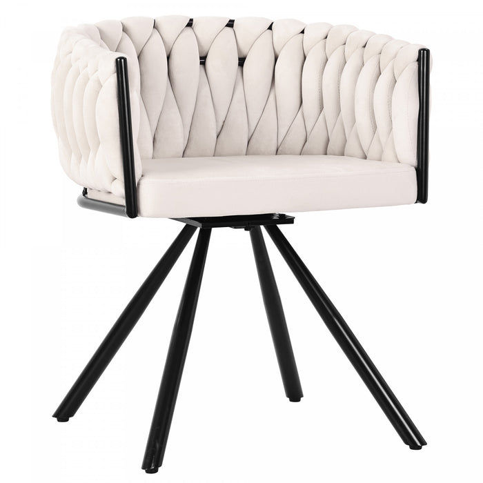 Chaises de salle a manger pivotantes Amelia en velours avec revetement capitonne et pieds en metal, lot de 6, beige