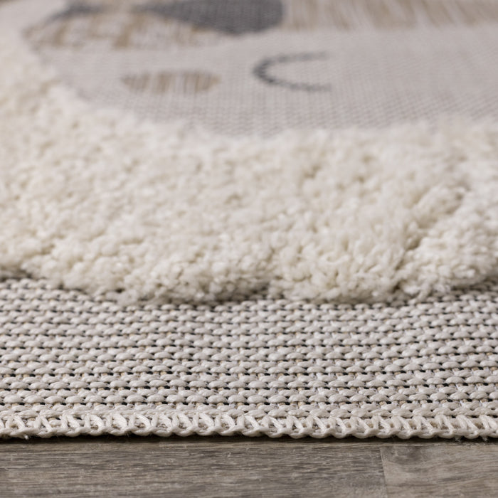 Carpette à motif lion texturé pour enfants - 5 pi 3 po x 7 pi 7 po