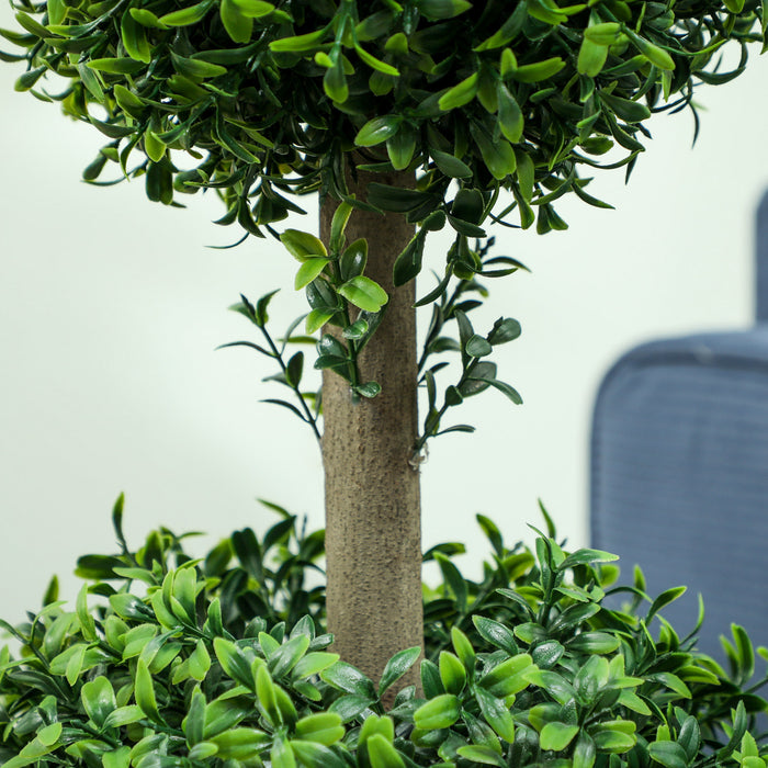 HOMCOM Lot de 2 Arbres en Buis Artificiels en Forme de Boule avec Pot