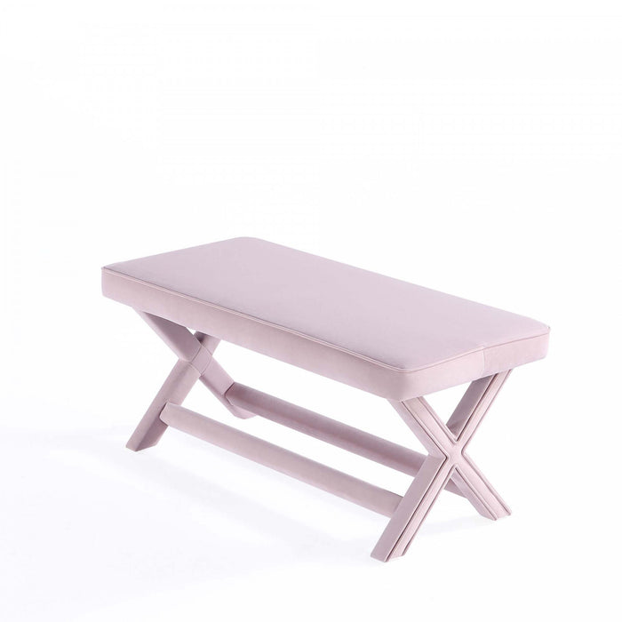Banc d’appoint Abigail style milieu du siecle moderne en velours rose