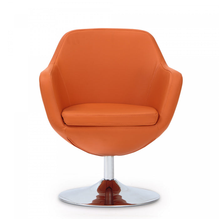 Fauteuil lounge pivotant moderne Caisson en tissu orange - Lot de 2