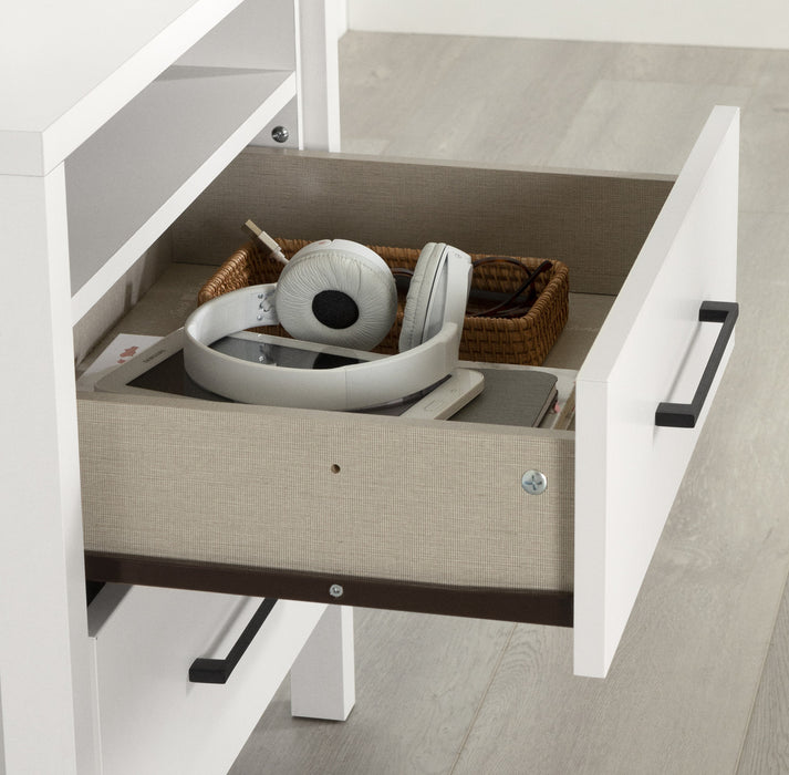 Gravity Table De Chevet 2 Tiroirs - Blanc Solide