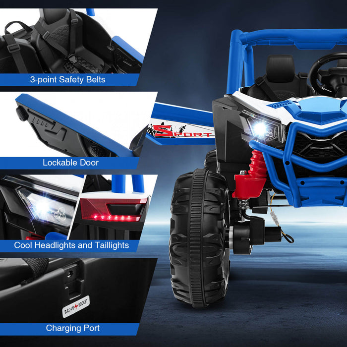 Costway 24v Kids Ride Sur Utv Avec 4 X 100w Puissant Moteur Telecommande Haute/basse Vitesse Marine