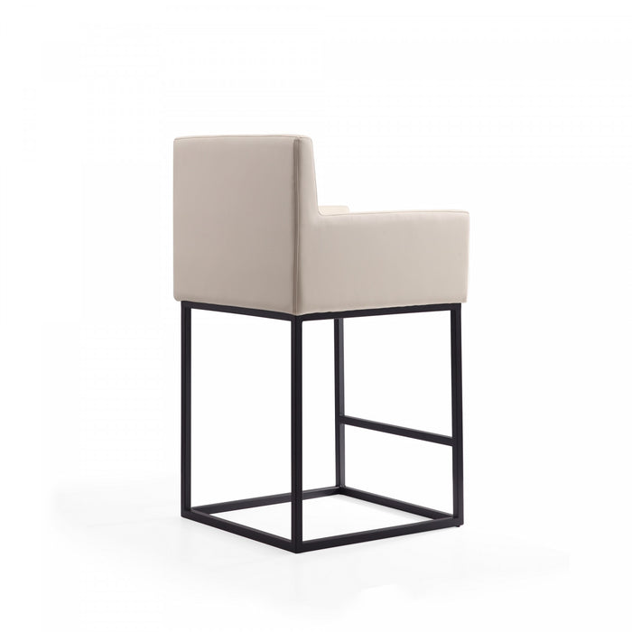 Tabouret de comptoir rembourre en metal style mid-century modern Ambassador, creme - Lot de 3