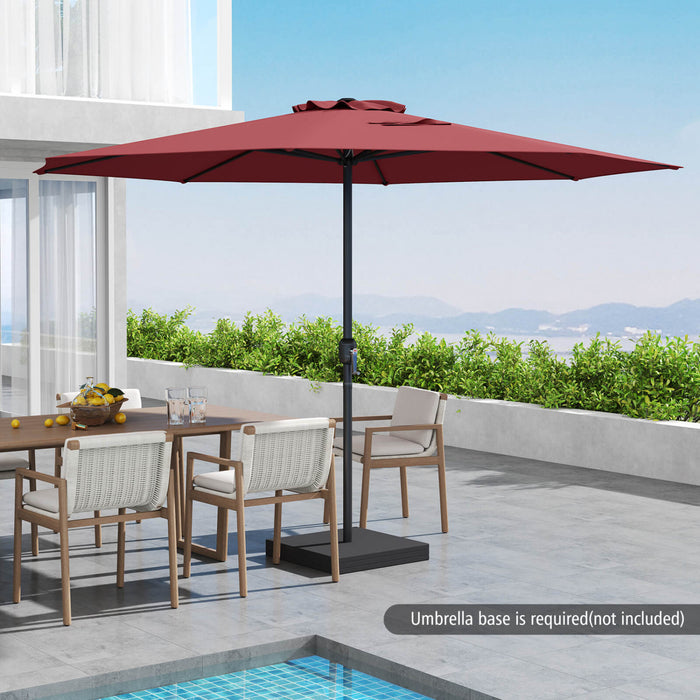 Parasol de jardin Costway 12 pieds, parasol de marche exterieur avec manivelle, 8 baleines robustes rouge