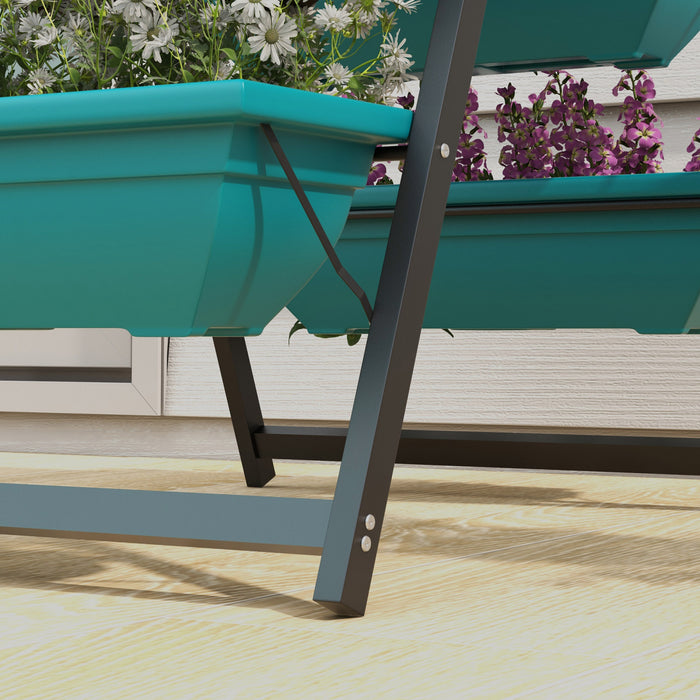 Outsunny Lit De Jardin Sureleve Vertical De 3 Niveaux Avec 5 Boites De Jardiniere, Support De Plante Exterieur Cultivent Le Conteneur Avec Des Trous Qui Fuient Pour Patio De Balcon Exterieur, Vert