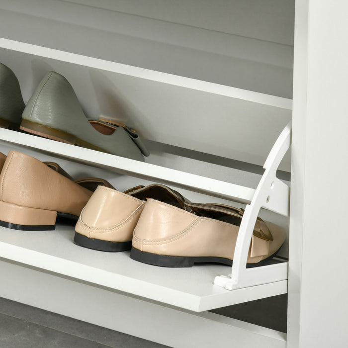 HOMCOM Meuble a Chaussures Moderne avec 3 Tiroirs pour 16 Paires, Blanc