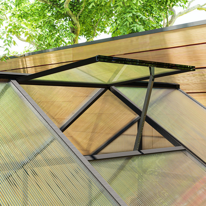Outsunny Serre En Polycarbonate De 8' X 6' X 6.4' Avec Gouttieres