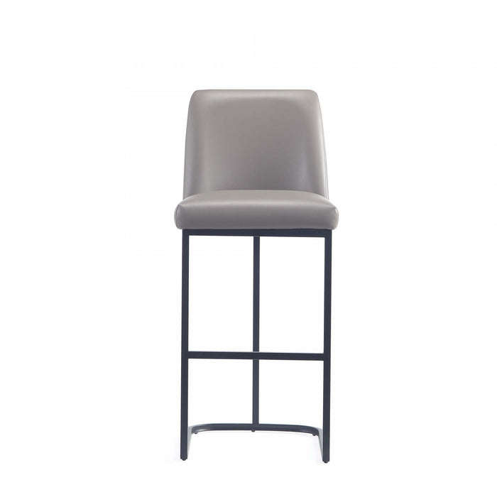 Tabouret de bar moderne en metal et tissu Serena, coloris taupe
