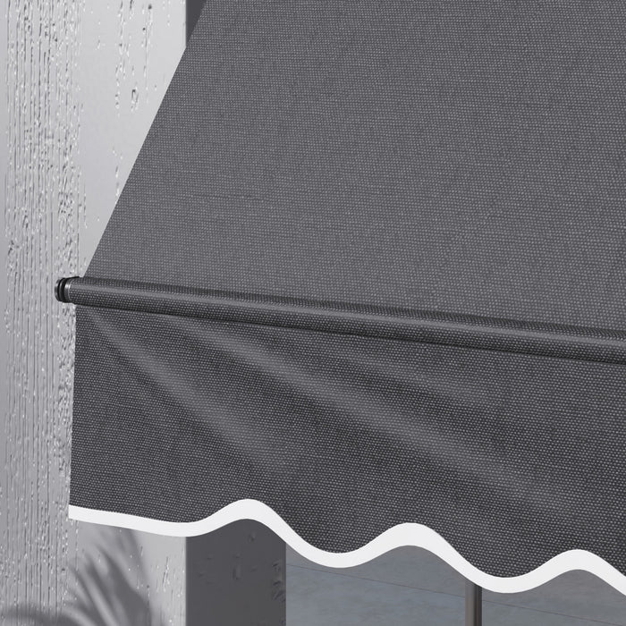 Auvent Retractable Outsunny 10' X 3', Autoportant Et Sans Vis, Gris Fonce