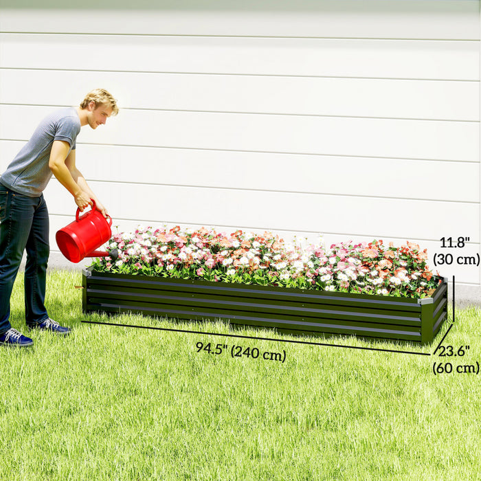 Outsunny Lit De Jardin Sureleve 8x2x1pi, Jardiniere Surelevee Galvanisee