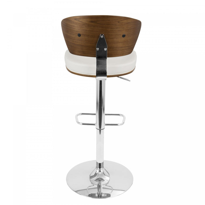 Tabouret bar pivotant réglable moderne du milieu du 20e siècle Ravinia en similicuir - noyer et blanc