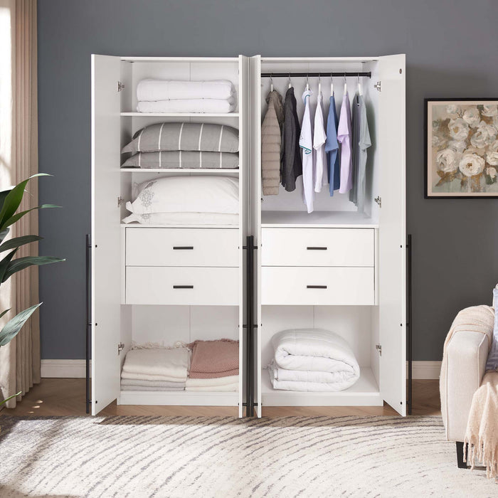 Armoire-penderie moderne Lee 2 pieces en blanc