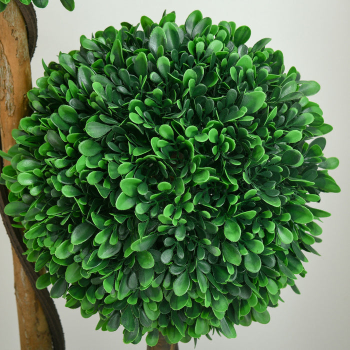 HOMCOM Arbre Artificiel 1,1 m, Trois Boules de Buis pour Interieur et Exterieur