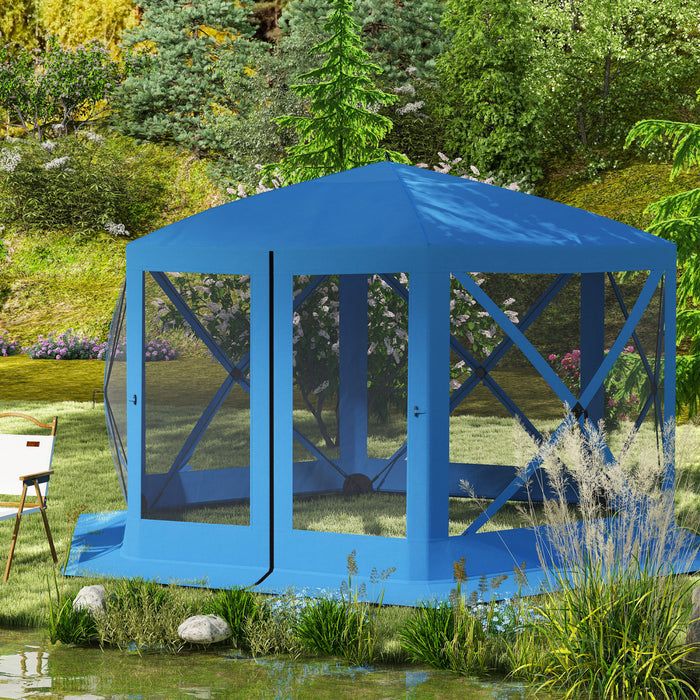 Outsunny Tente Moustiquaire Escamotable 12' X 12', Abri De Camping, Bleu