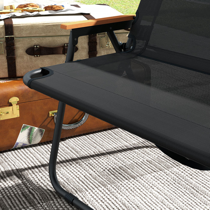 Outsunny Chaise De Patio Pliante Pour 2 Personnes, Siege En Tissu Maille