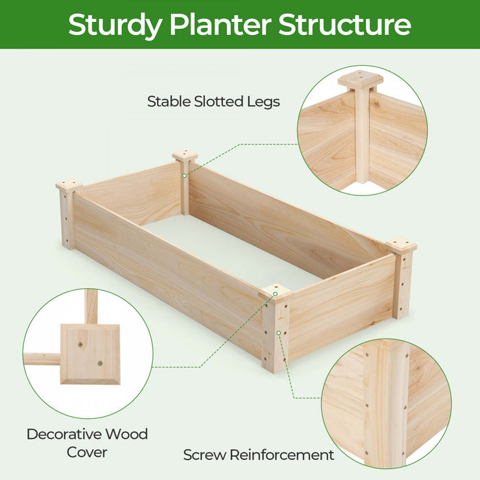 Costway Souleve Jardin Lit Sapin Bois Bois Carre Bois Planter Boite Pour Fleur Exterieur