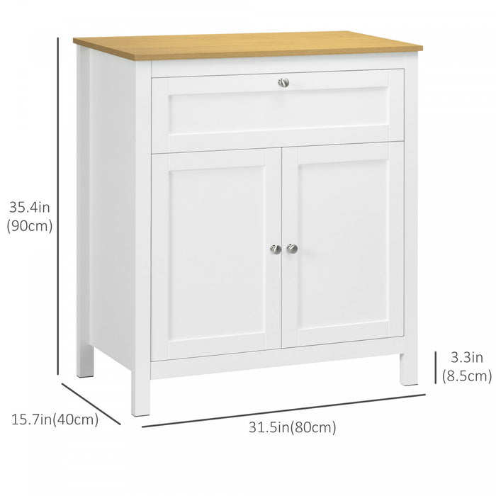 HOMCOM Meuble de Rangement Buffet avec Portes en Verre, Blanc