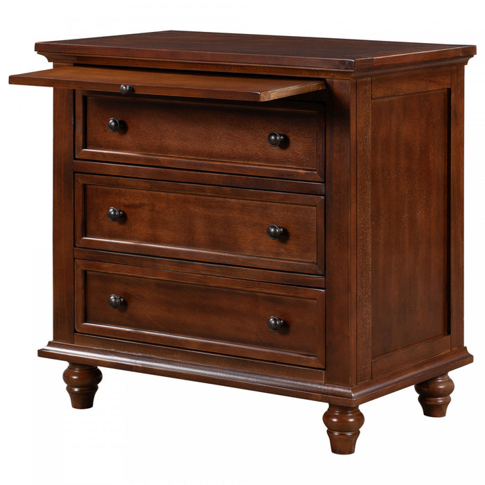U_Style Table de Nuit Peinte 27.6 po avec Tiroir Coulissant et 3 Tiroirs, Brun