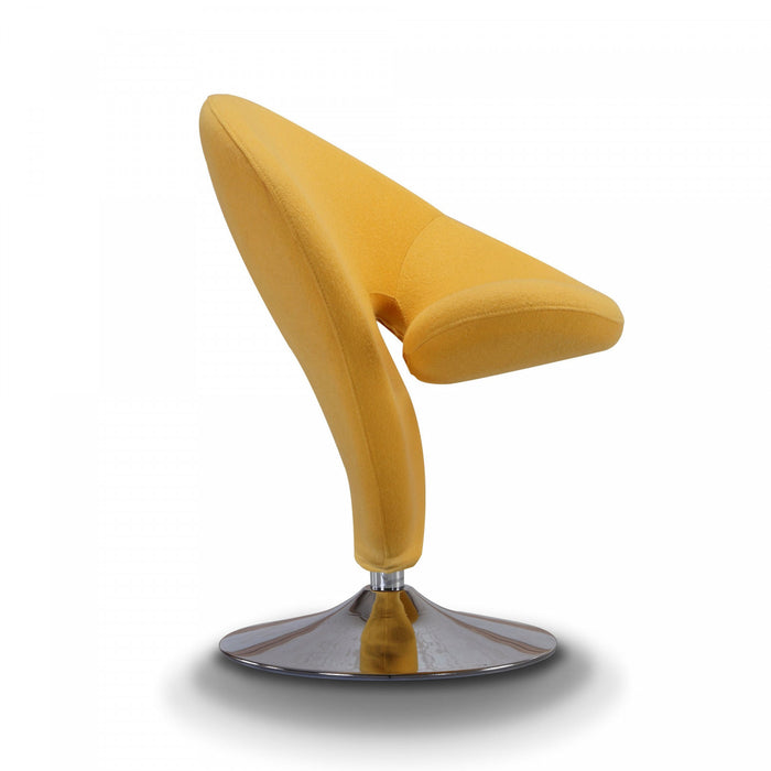 Fauteuil pivotant moderne en laine melangee Curl jaune - Lot de 2