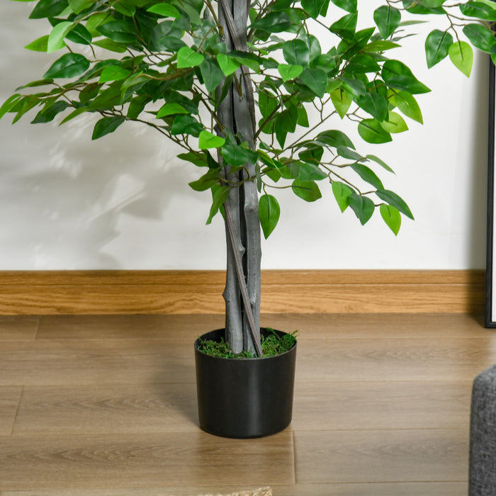 HOMCOM Arbre artificiel Ficus de 4,5 pieds pour interieur et exterieur