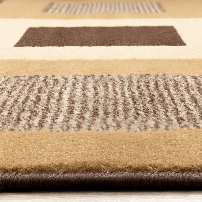 Tapis Florence a carreaux superposes marron et beige, 7'9\" x 10'6\"