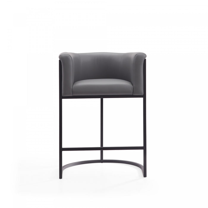 Tabouret de comptoir moderne du milieu du siecle Cosmopolitan en metal et tissu gris - Lot de 3