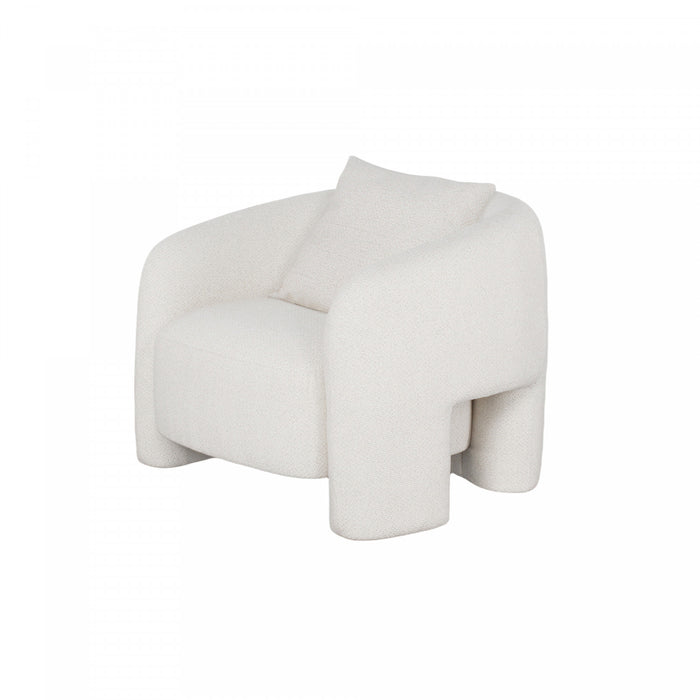 Fauteuil lounge Sylvia en tweed moderne et glamour ivoire - Lot de 2