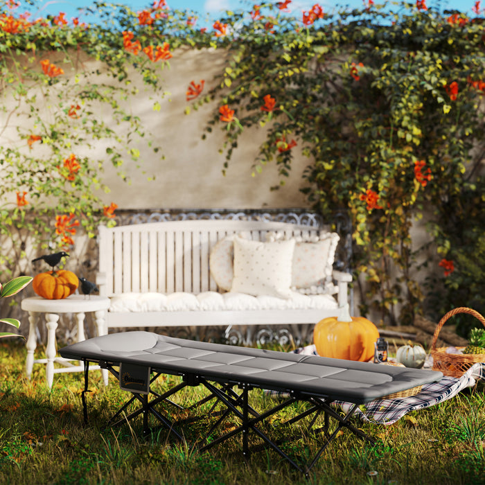 Outsunny Lit De Camping Avec Coussin, Lit Pliant Portable, Gris
