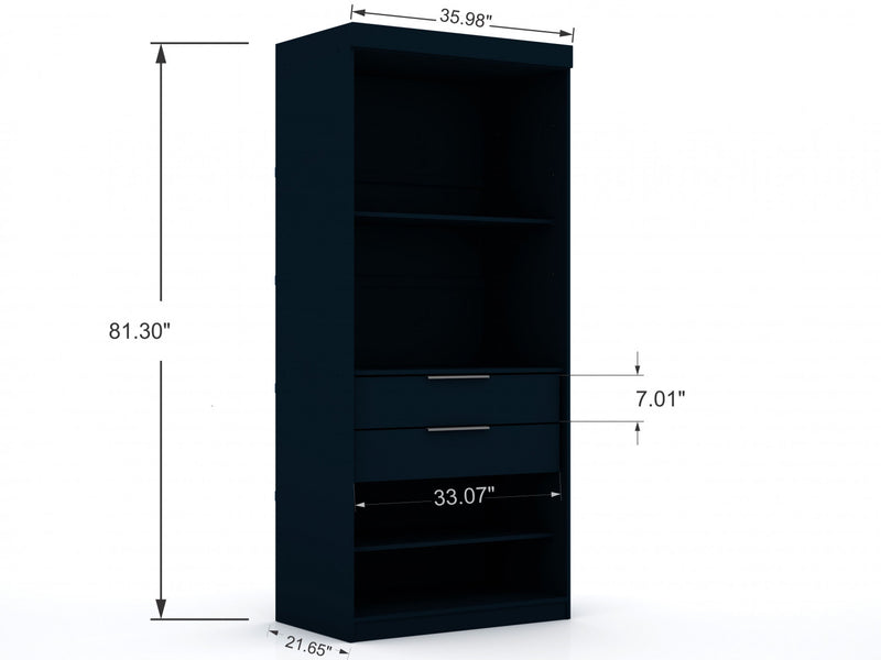Armoire contemporaine moderne Mulberry 13 pieces en bleu minuit